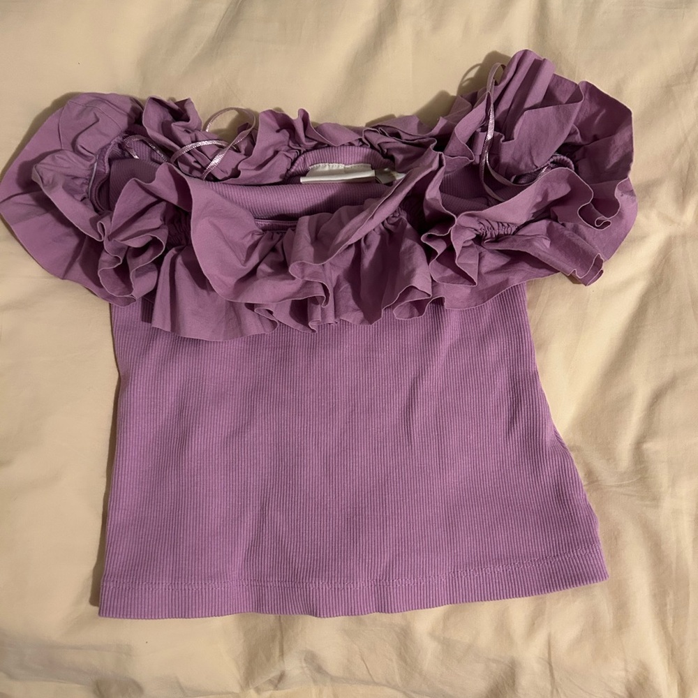 Anthropologie Lavender Ruffle Tube Top